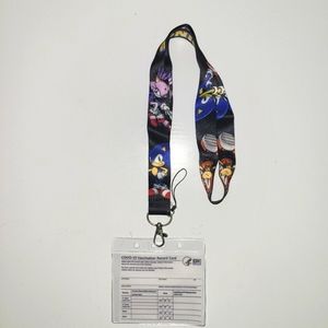 Sonic Hedgehog Black Lanyard & Vaccine Card Holder